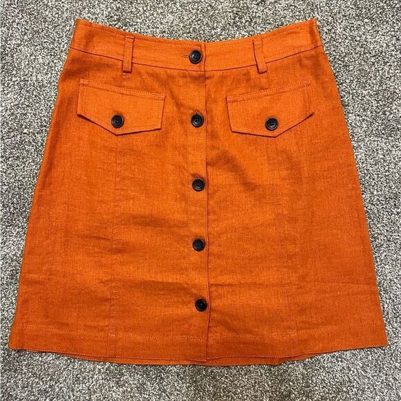 Banana Republic Orange Linen Skirt - Picture 1 of 6